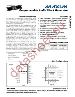 MAX9485ETP+T datasheet  